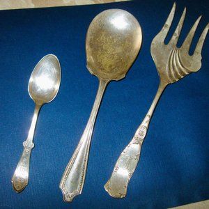 "VINTAGE FANCY SILVER SERVING PIECES-CLEANED W/SILVER POLISH" STILL USEABLE!